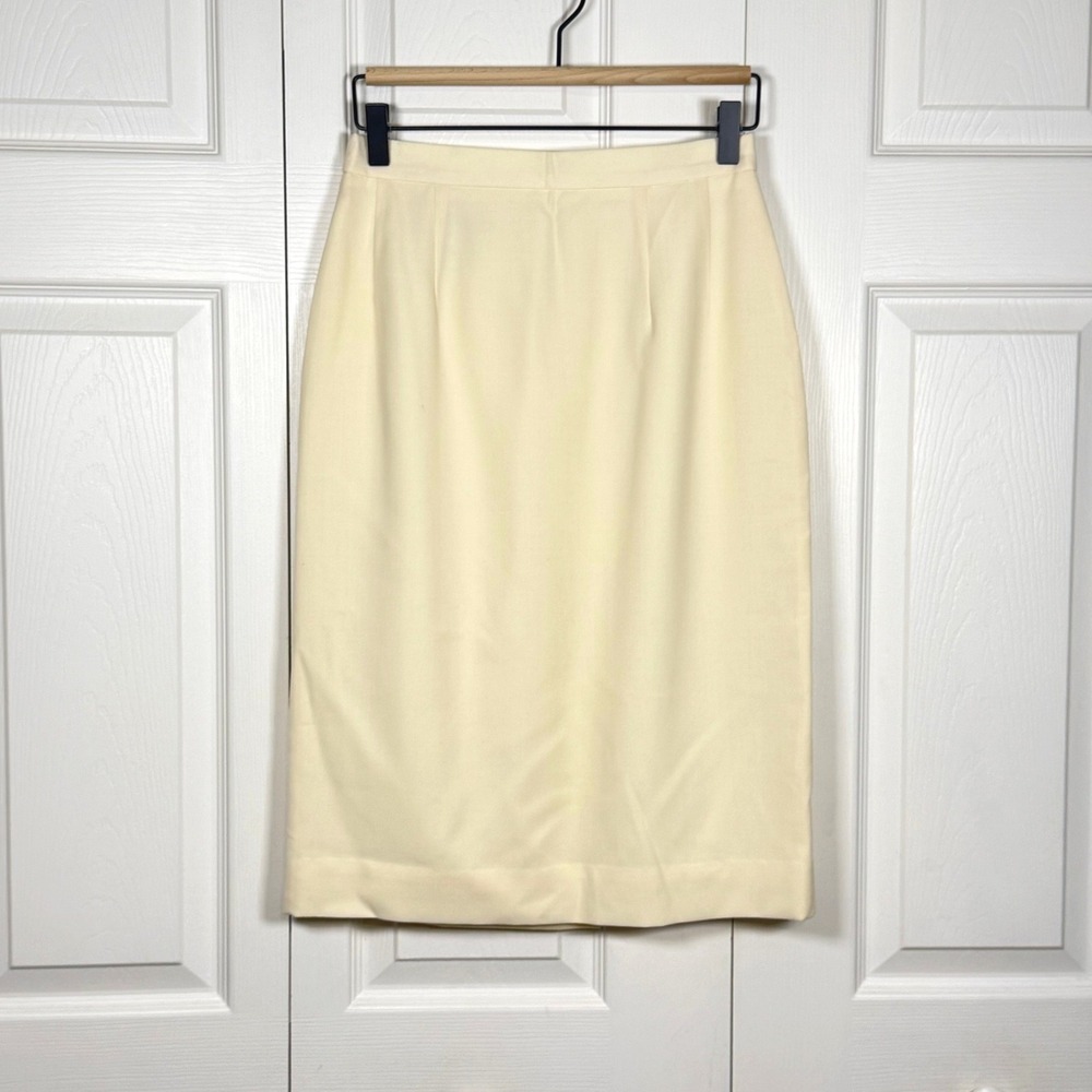 Austin Reed Vintage Cream Worsted Wool Pencil Skirt High Waisted Size 6